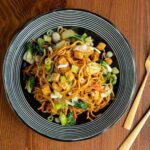 N5. Fried soba noodles (Kaut Swe Kyaw) with Chicken/ Pork/ Seafood (+$2) or Tofu (V))